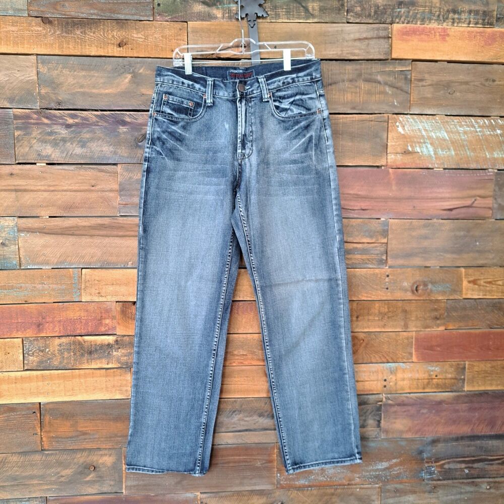 Bailey's Jeans Men's 32x32 Blue Hand Sanding Wash Baggy Premium Straight Leg